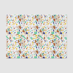 Papel De Seda Vintage Yellow Blue Modern Abstrato Geométrico