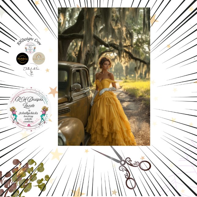 Papel De Seda Vintage Yellow Car Linda Mulher (Criador carregado)