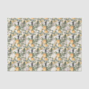 Papel De Seda Vintage Yellow Roses and Bees