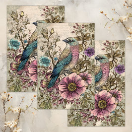 PAPEL DE SEDA VINTAGEM DE DESCOUPAÇÃO DE AVES