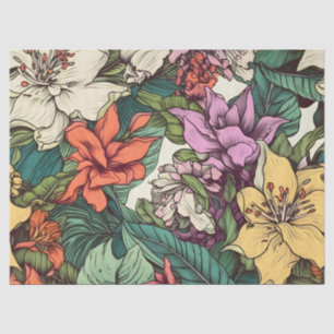 Papel De Seda Vintagem Floral Brilhante Inscrita