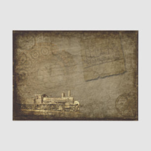 Papel De Seda Vintagem Industrial de Locomotiva de Comboio Antig