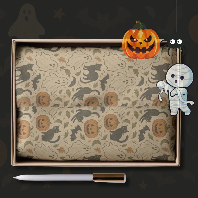 Papel De Seda Vintumn Ghosts & Black Cats Halloween (Criador carregado)