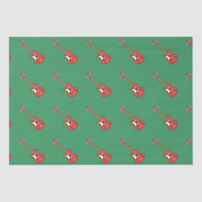 Papel De Seda Violão Vermelho em Verde (Frente )