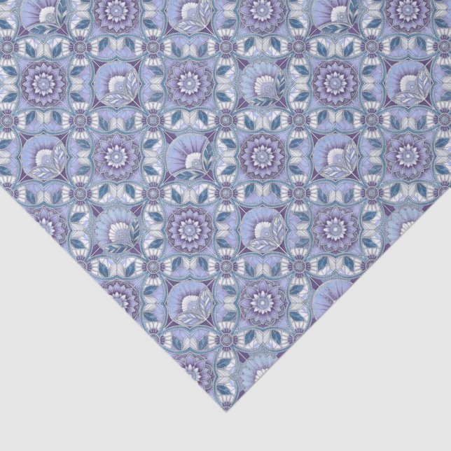 Papel De Seda Violet, Lavender, Lilac, Blues & White Art Deco  (Detalhes)