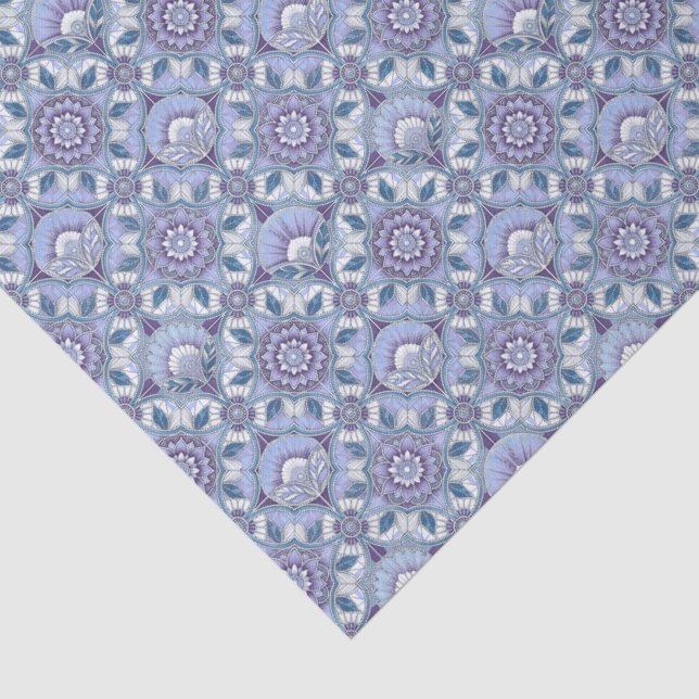 Papel De Seda Violeta, Lavanda, Lilás, Azuis e Branco Art Déco (Detalhes)