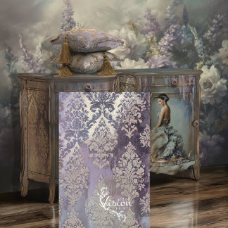 Papel De Seda Violeta Rola de Wisteria Prata Antigo Damasco
