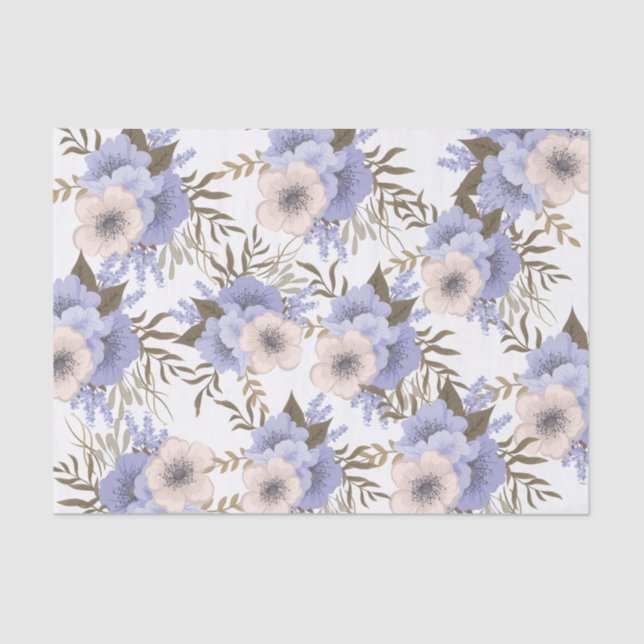 Papel De Seda Violeta Romântica e Placa Botânica de Sage (Frente )