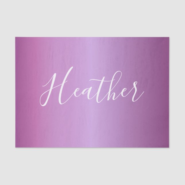 Papel De Seda Violeta Roxa e Script Branco Personalizado (Frente )