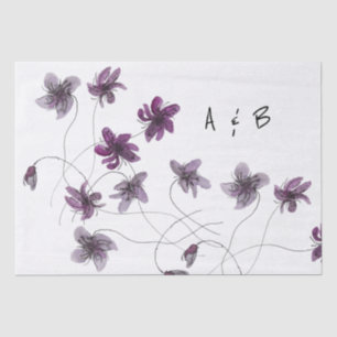 Papel De Seda Violetas Silvestres Aquarela Monograma Pintado à M