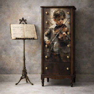 Papel De Seda Violinista Vintage Decoupage do Gênio Prodigy