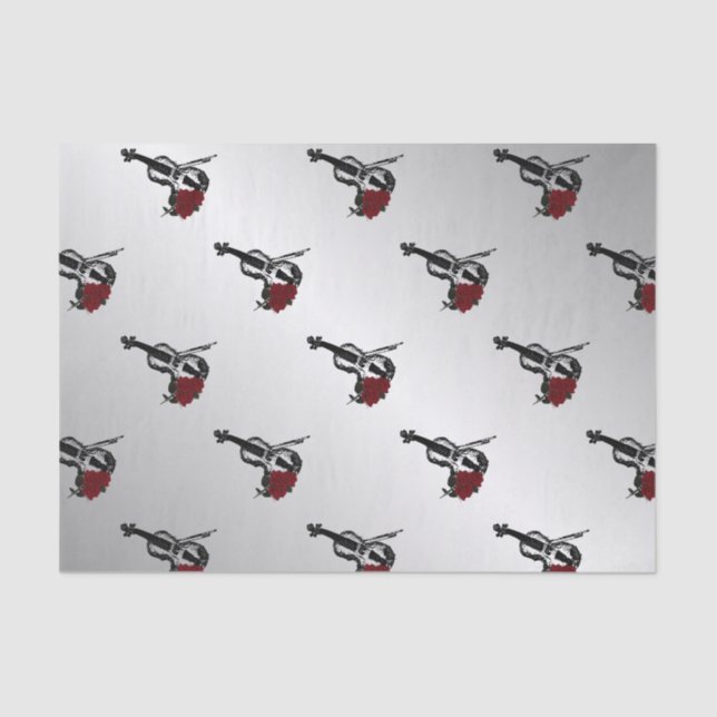 Papel De Seda Violino e Rosa Prata (Frente )