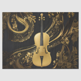 Papel De Seda Violoncelo Dourado em Preto