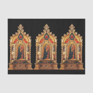 PAPEL DE SEDA VIRGEM COM ÍCONE DE ARTE SACRADO DOURADO PARA CRIA