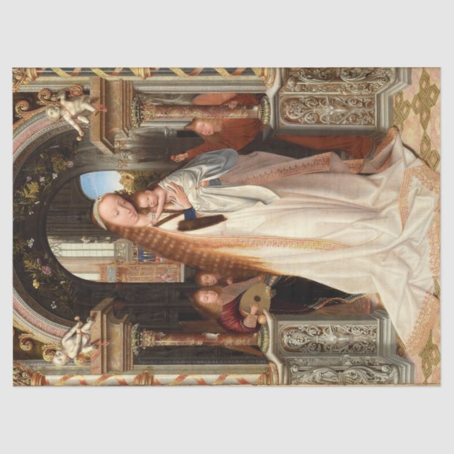 PAPEL DE SEDA VIRGEM COM INFÂNCIA, ANGELAS MUSICAIS NATAL (Frente )