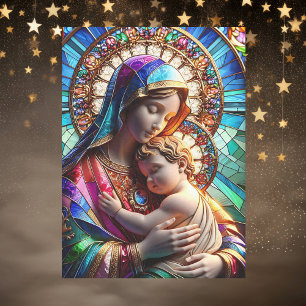 Papel De Seda Virgem Maria e Bebê Jesus Vidro Mantido