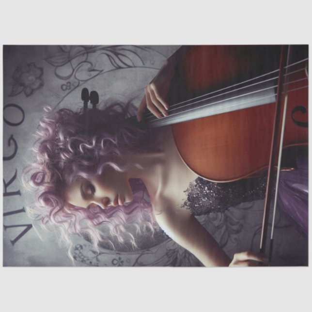 Papel De Seda Virgo Zodiat Musical Cello Decoupage (Frente )