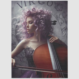 Papel De Seda Virgo Zodiat Musical Cello Decoupage