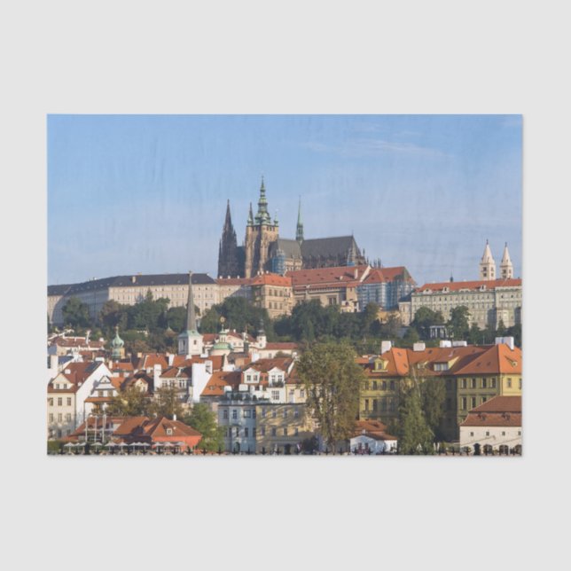 Papel De Seda Vista da cidade antiga e do castelo de Praga, Repú (Frente )