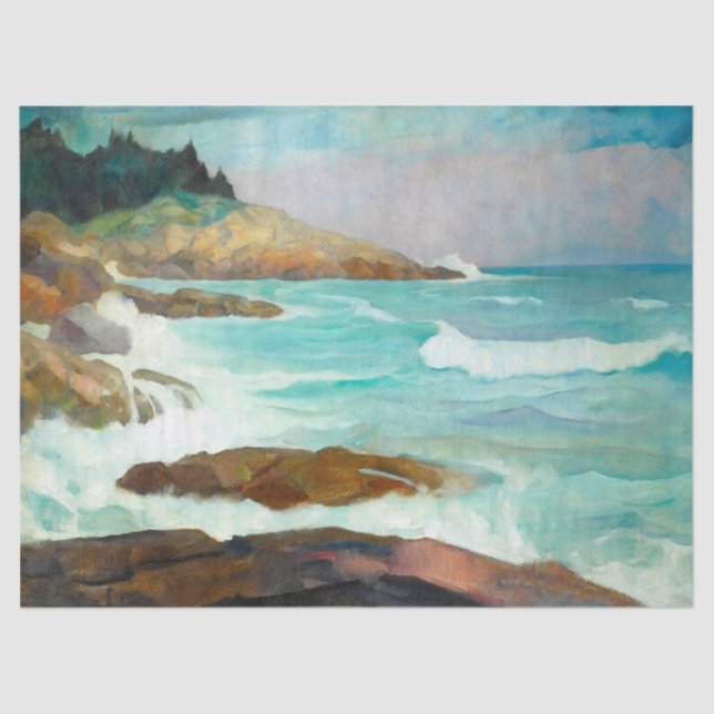 Papel De Seda Vista da Costa do Maine por Newell Convers Wyeth (Frente )