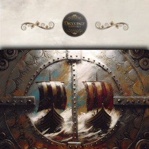 Papel De Seda Vista de Escudo Navios Vikings Decoupage