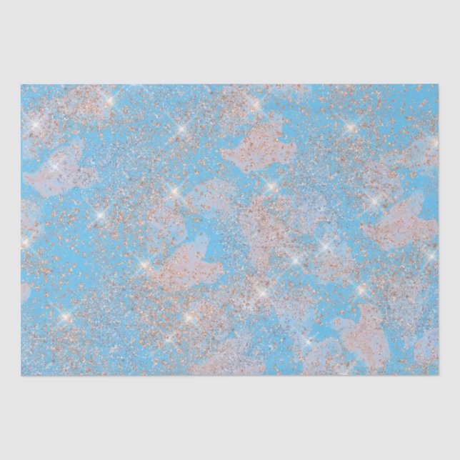 Papel De Seda Vista de Textura de Glitter do Tabuleiro Azul All  (Frente )