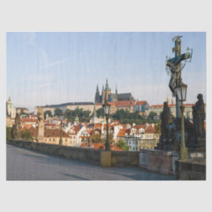 Papel De Seda Vista do Castelo de Praga de Charles Bridge, Repú