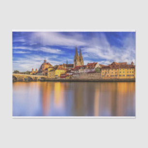 Papel De Seda Vista do rio Regensburg Cêntico