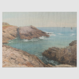 Papel De Seda Vista sobre o mar (Paisagem Costeira) (Marinha)