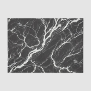 Papel De Seda Visual Glamouroso com Mármore Preto e Branco Chic