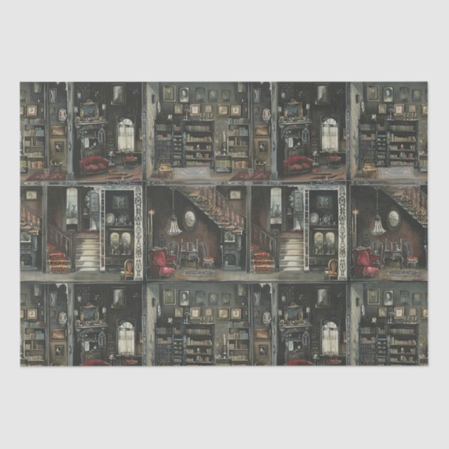 Papel De Seda Vitoriana Gothic Dollshouse Dark Academia (Frente )
