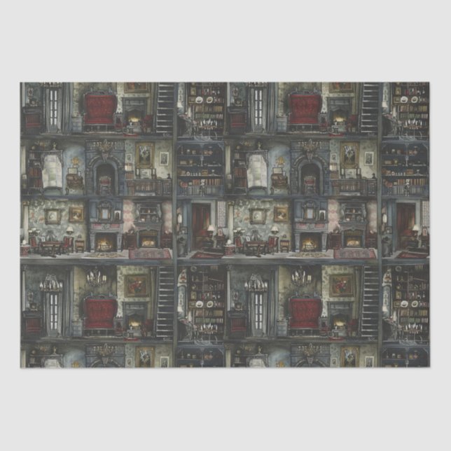 Papel De Seda Vitoriana Gothic Dollshouse Dark Academia (Frente )