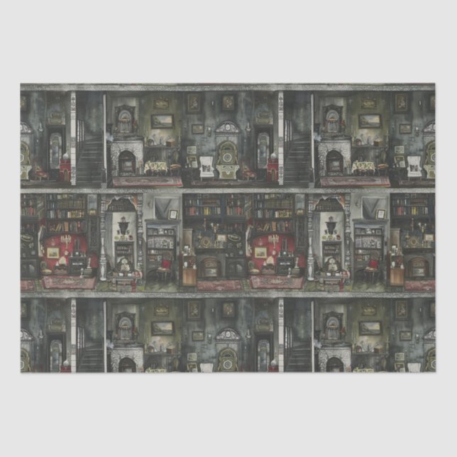 Papel De Seda Vitoriana Gothic Dollshouse Dark Academia (Frente )