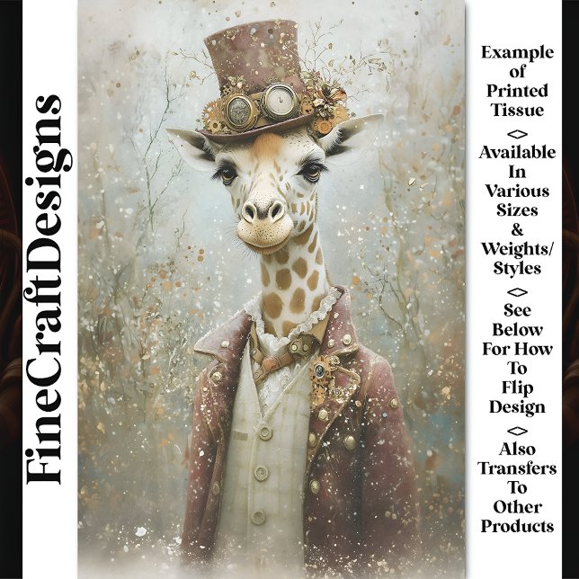 Papel De Seda Vitoriano Steampunk Giraffe, Decoupage do Top Hat  (Criador carregado)