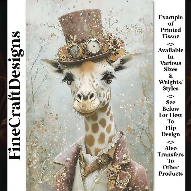Papel De Seda Vitoriano Steampunk Giraffe, Decoupage do Top Hat  (Criador carregado)