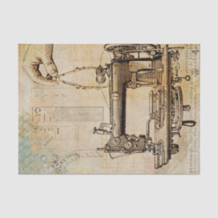 Papel De Seda Vitoriano Steampunk Inventando a Máquina de costur
