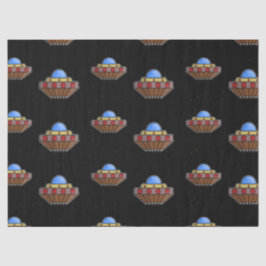 Papel De Seda Voando ufo no espaço preto