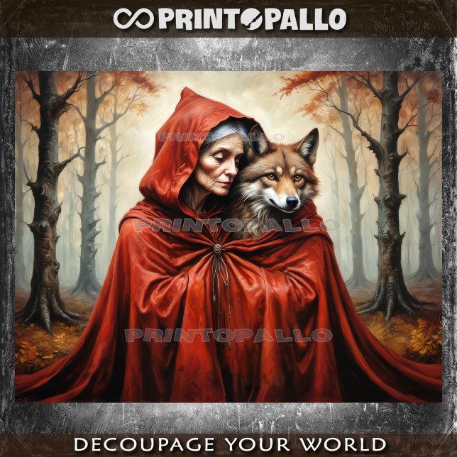 Papel De Seda Vovó do capuz vermelho com o lobo (Criador carregado)
