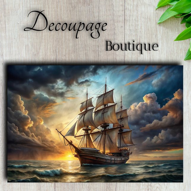 Papel De Seda Voyage para a Glória Maiestosa Desacoplamento de N (Voyage to Glory Majestic Tall Ship Decoupage Tissue Paper)