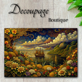 Papel De Seda Voyage para Wonderland Fantasy Seascape Decoupage