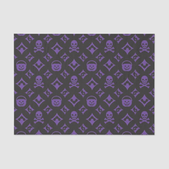 Papel De Seda Vuitton! Designer Halloween LG em roxo (Frente )