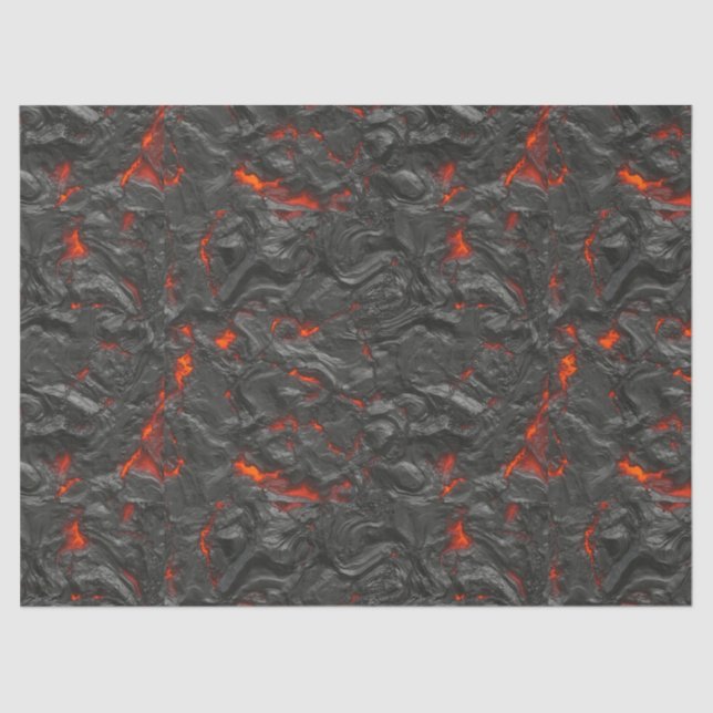 Papel De Seda vulcão de lava Molten preto e vermelho (Frente )