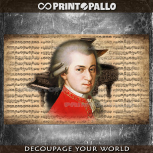 Papel De Seda W. A. Mozart A Criança Gênio com notas e piano