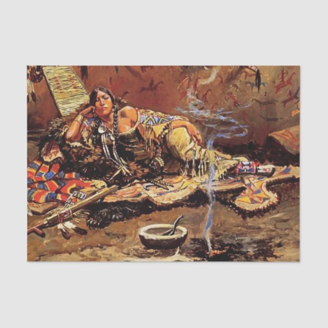 Papel De Seda "Waiting and Mad", de Charles M Russell (Frente )