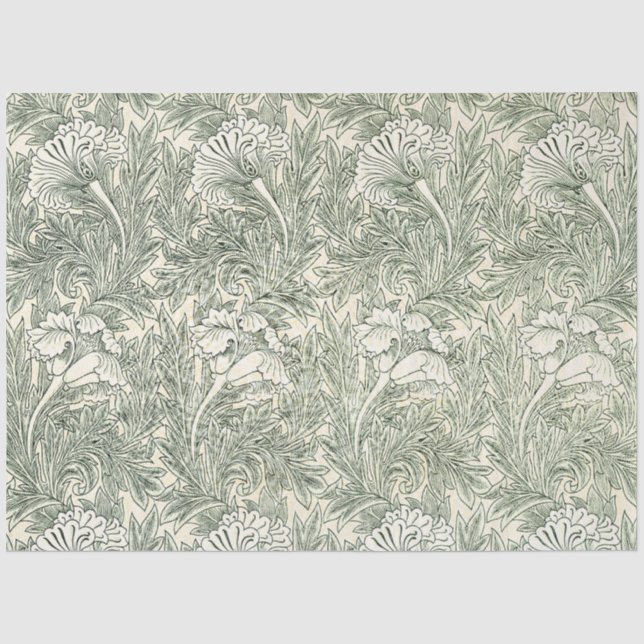 Papel De Seda Wallpaper tulip William Morris verde têxtil (Frente )