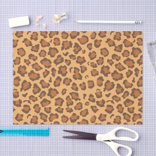 Papel De Seda Warm Golden Brown Classic Leopard Print Decoupage (Arte )