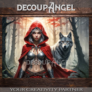 Papel De Seda Warrior Little Red e a Decoupage do Lobo
