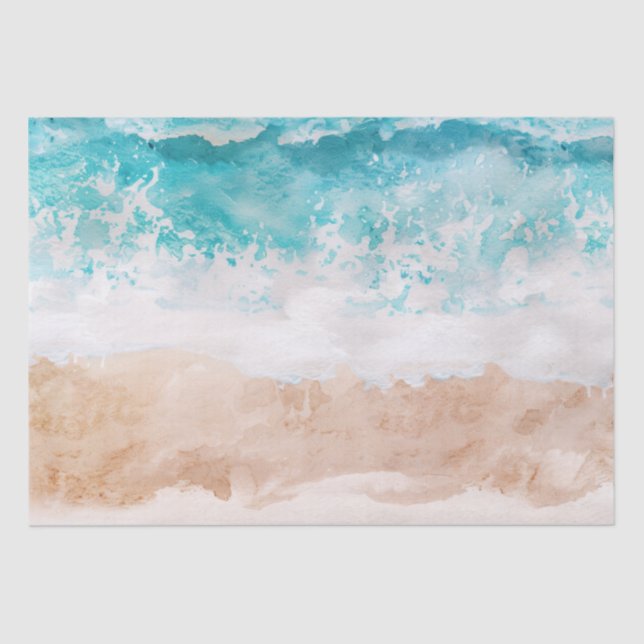 Papel De Seda Watercolor Abstrato Beach (Frente )