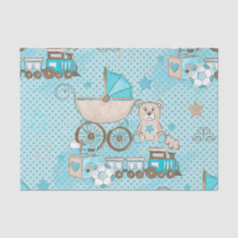 PAPEL DE SEDA WATERCOLOR BABY BLUE TEDDY BARRAMENTO CARROS
