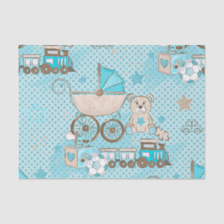 PAPEL DE SEDA WATERCOLOR BABY BLUE TEDDY BARRAMENTO CARROS